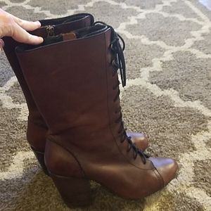 Women's Fossil 9.5 (9 1/2) boots, lace up, zip up